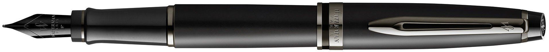 Ручка перьевая Waterman Expert DeLuxe Metallic Black RT F перо сталь