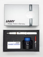 Комплект: Ручка перьевая Lamy Safari белый, синий картридж, чернила, конвертер 