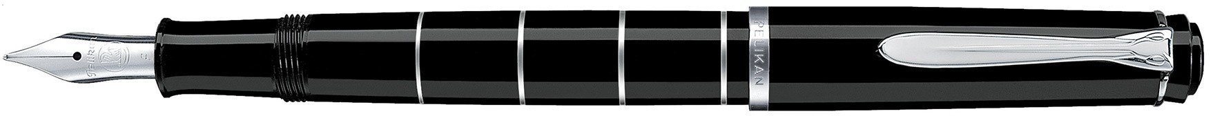 Перьевая ручка Pelikan Elegance Classic Rings M215, черный/серебристый, подарочная коробка