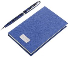 Набор Pierre Cardin шариковая ручка черно-синий лак и синий блокнот