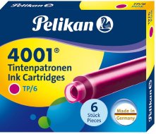 Картридж для ручек перьевых Pelikan INK 4001 TP/6, розовый, 6 шт