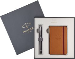 Набор: Перьевая ручка Parker Urban Premium Ebony Metal CT, блокнот, подарочная коробка