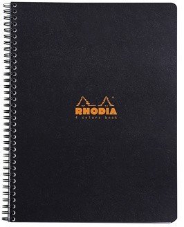 Тетрадь Rhodia 4 Colors Book на спирали, A4+, клетка, с разделителями, 80 г, черный