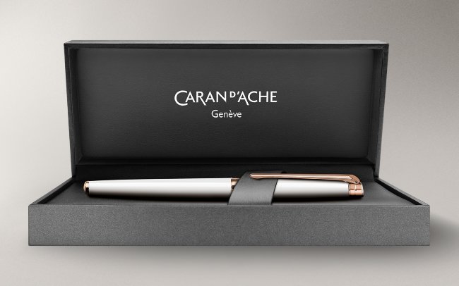 Ручка-роллер Caran d`Ache Leman Slim White PL Rosegold