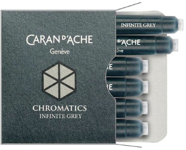 Картриджи Caran d'Ache Chromatics Infinite Grey для перьевых ручек (6шт) Картриджи Caran d'Ache Chromatics Infinite Grey для перьевых ручек (6шт)
