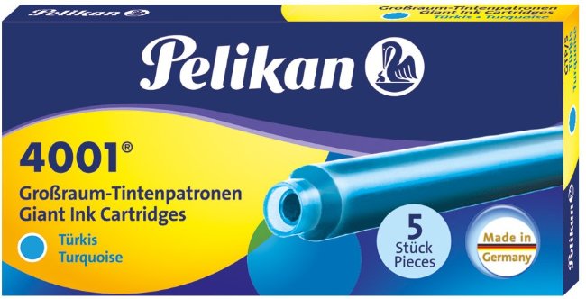 Картридж для ручек перьевых Pelikan Giant GTP/5,  бирюзовый,  5 шт Картридж для ручек перьевых Pelikan Giant GTP/5,  бирюзовый,  5 шт