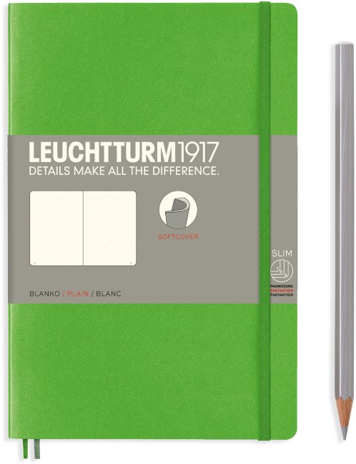 Записная книжка Leuchtturm Paperback В6+ (нелинованная), 123 стр., мягкая обложка, насыщенно-зеленая