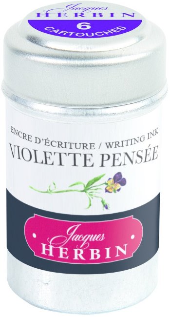 Картриджи для перьевых ручек Herbin, Violette pensée сине-лиловый, 6 шт Картриджи для перьевых ручек Herbin, Violette pensée сине-лиловый, 6 шт