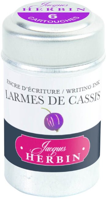 Картриджи для перьевых ручек Herbin, Larmes de cassis пурпурный, 6 шт Картриджи для перьевых ручек Herbin, Larmes de cassis пурпурный, 6 шт