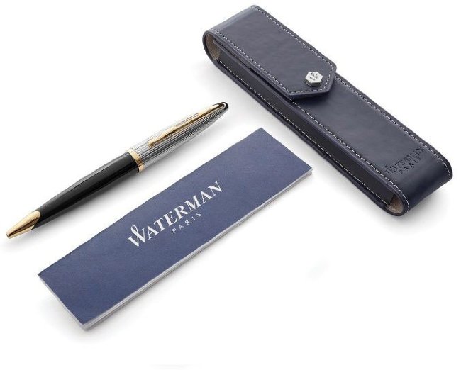 Набор: Шариковая ручка Waterman Carene De Luxe Black Silver GT, чехол, подарочная коробка Набор: Шариковая ручка Waterman Carene De Luxe Black Silver GT, чехол, подарочная коробка