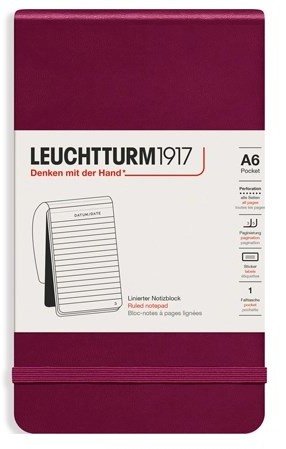 Блокнот Leuchtturm Reporter Notepad Pocket (в линейку), 188 стр., твердая обложка, винный