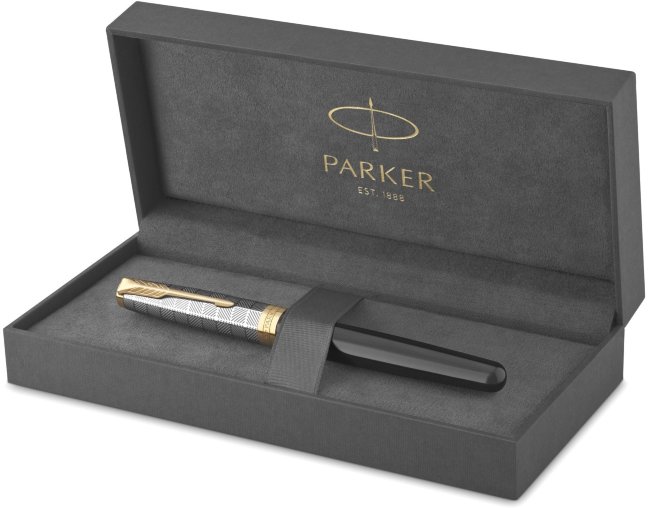 Ручка перьевая Parker Sonnet Premium F537 Metal Black GT F перо золото 18K
