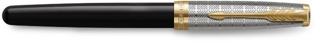 Ручка перьевая Parker Sonnet Premium F537 Metal Black GT F перо золото 18K