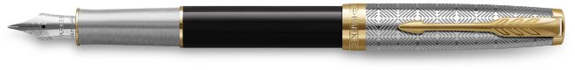 Ручка перьевая Parker Sonnet Premium F537 Metal Black GT F перо золото 18K