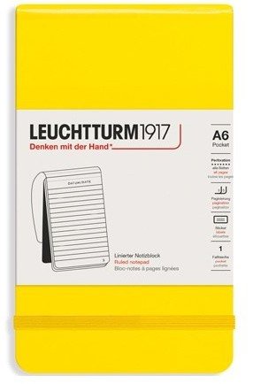Блокнот Leuchtturm Reporter Notepad Pocket (в линейку), 188 стр., твердая обложка, лимонный Блокнот Leuchtturm Reporter Notepad Pocket (в линейку), 188 стр., твердая обложка, лимонный