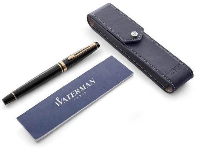 Набор: Перьевая ручка Waterman Expert Black Laque GT, чехол, подарочная коробка Набор: Перьевая ручка Waterman Expert Black Laque GT, чехол, подарочная коробка