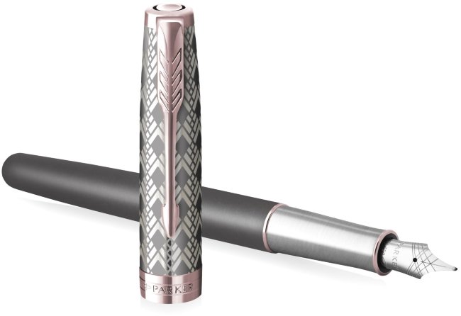 Ручка перьевая Parker Sonnet Premium F537 Metal Grey PGT F перо золото 18K Ручка перьевая Parker Sonnet Premium F537 Metal Grey PGT F перо золото 18K