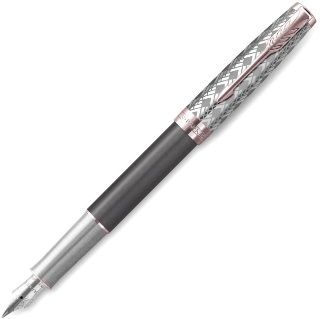 Ручка перьевая Parker Sonnet Premium F537 Metal Grey PGT F перо золото 18K Ручка перьевая Parker Sonnet Premium F537 Metal Grey PGT F перо золото 18K