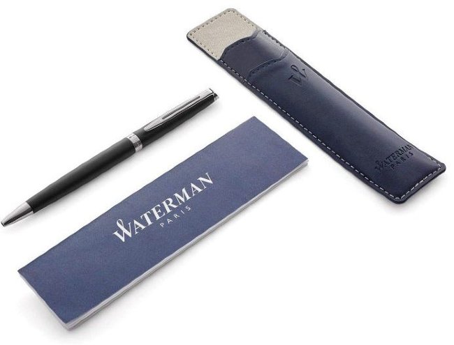 Набор: Шариковая ручка Waterman Hemisphere Matte Black CT, чехол, подарочная коробка Набор: Шариковая ручка Waterman Hemisphere Matte Black CT, чехол, подарочная коробка