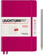 Еженедельник-блокнот Leuchtturm Weekly Planner & Notebook А5 2022г, 72л, твердая обложка, фуксия, En
