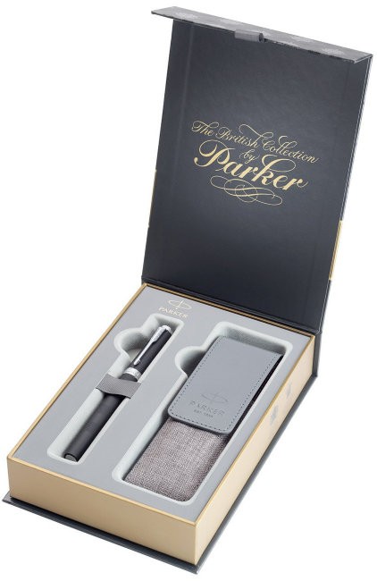 Подарочный набор: ручка 5й пишущий узел Parker Ingenuity L Black Rubber CT F + чехол для ручки Подарочный набор: ручка 5й пишущий узел Parker Ingenuity L Black Rubber CT F + чехол для ручки