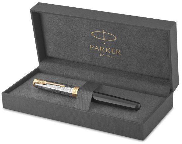 Ручка роллер Parker Sonnet Premium T537 Metal Black GT F черные чернила