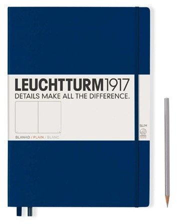 Записная книжка Leuchtturm Master Slim A4+ (нелинованная), 123 стр., твердая обложка, темно-синяя