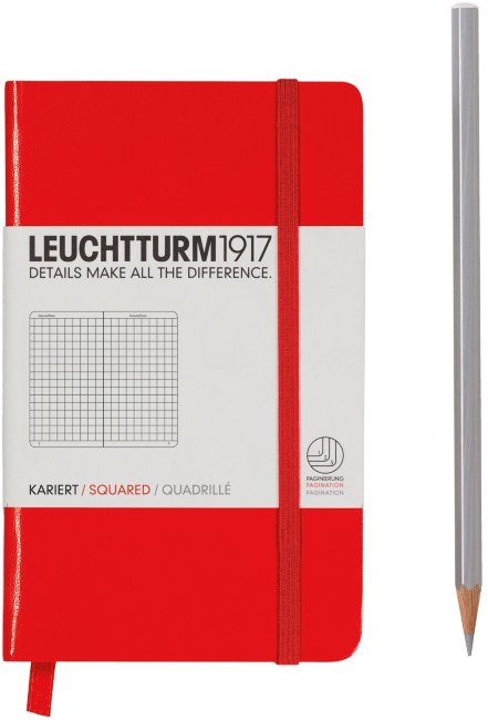 Записная книжка Leuchtturm A6 (в клетку), 187 стр., твердая обложка, красная