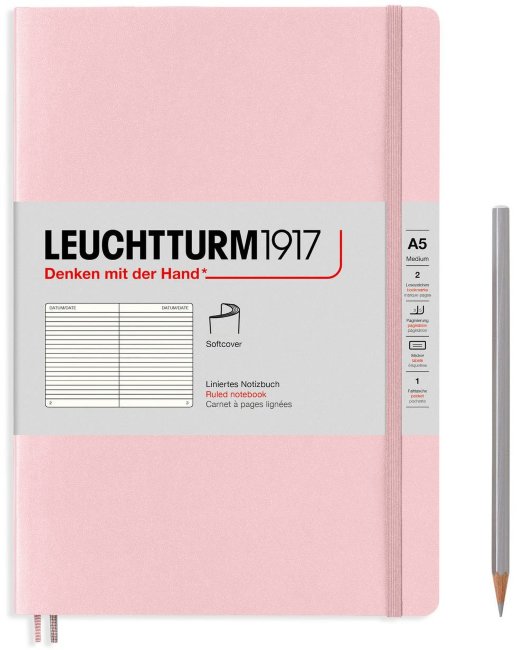 Записная книжка Leuchtturm А5 (в линейку), 123 стр., мягкая обложка, розовая