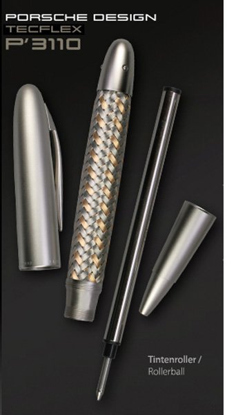 Ручка-роллер Porsche Design P`3110 Stainless Steel Gold Platinum Ручка-роллер Porsche Design P`3110 Stainless Steel Gold Platinum