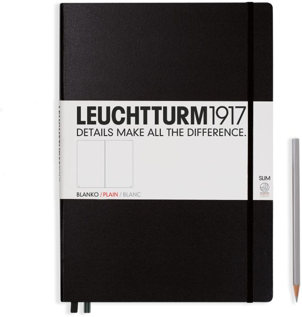 Записная книжка Leuchtturm Master Slim A4+ (нелинованная), 123 стр., твердая обложка, черная