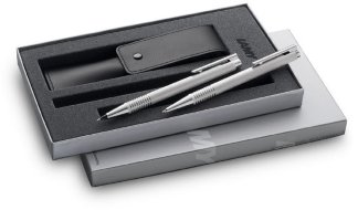 Комплект: Чехол, ручка шариковая и карандаш автоматический Lamy logo, матовая сталь