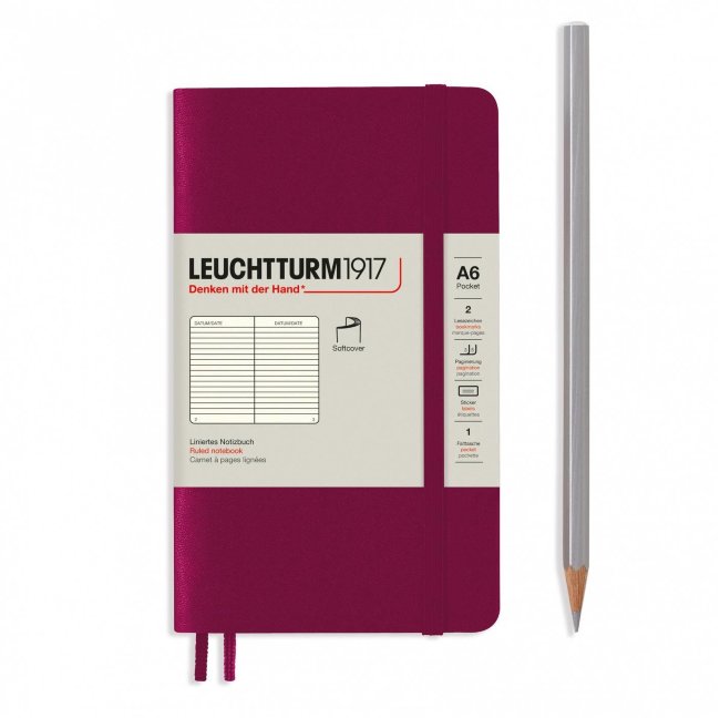 Записная книжка Leuchtturm Pocket A6 (в линейку), 123 стр., мягкая обложка, винная