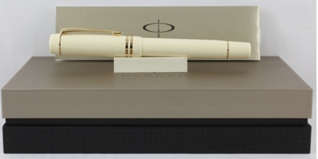 Перьевая ручка Parker Duofold Historical Colors Centennial F77, White Ivorine GT