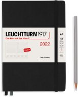 Ежедневник Leuchtturm Daily Planner А5 2022г, 72л, твердая обложка черный, Eng