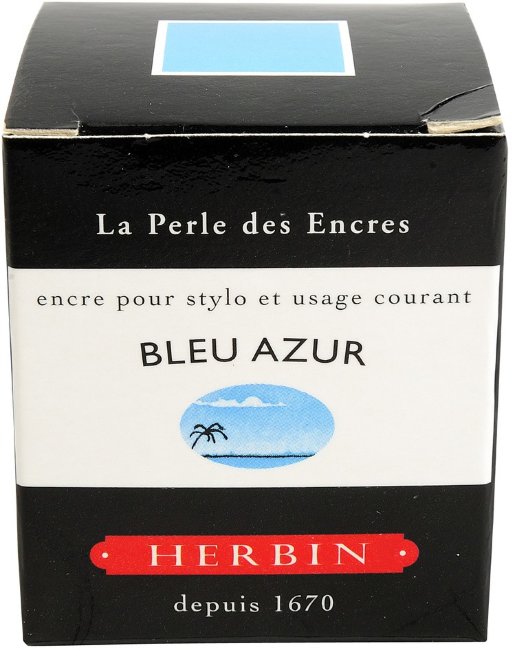 Чернила в банке Herbin, 30 мл, Bleu azur Светло-голубой Чернила в банке Herbin, 30 мл, Bleu azur Светло-голубой