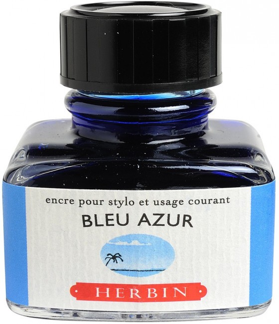 Чернила в банке Herbin, 30 мл, Bleu azur Светло-голубой Чернила в банке Herbin, 30 мл, Bleu azur Светло-голубой