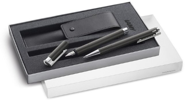 Комплект: Чехол, перьевая и шариковая ручка Lamy logo, перламутровый Комплект: Чехол, перьевая и шариковая ручка Lamy logo, перламутровый