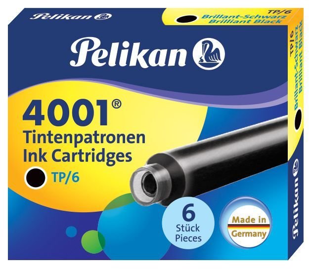 Картриджи с чернилами Pelikan INK 4001 TP/6 Brilliant Black, бриллиантовый черный, 6 шт Картриджи с чернилами Pelikan INK 4001 TP/6 Brilliant Black, бриллиантовый черный, 6 шт