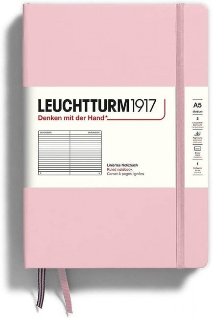 Записная книжка Leuchtturm A5 (в линейку), 251 стр., твердая обложка, розовая Записная книжка Leuchtturm A5 (в линейку), 251 стр., твердая обложка, розовая