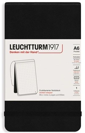 Блокнот Leuchtturm Reporter Notepad Pocket (в точку), 188 стр., твердая обложка, черный