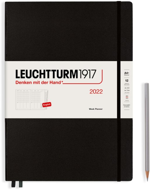 Еженедельник Leuchtturm Weekly Planner А4+ 2022г, 72л, твердая обложка, черный, Eng