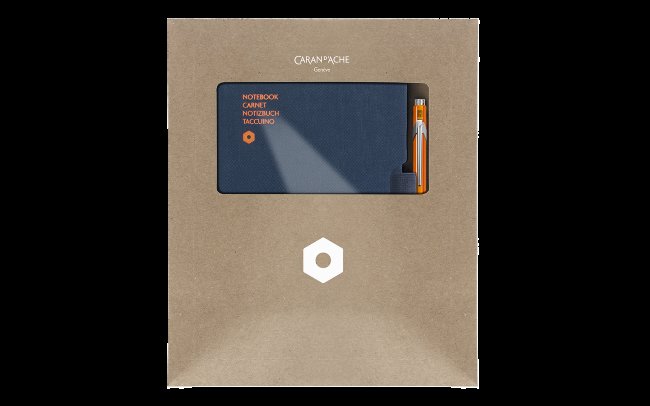 Записная книжка Caran d'Ache Office, A6, синий + шариковая ручка 849, оранжевый
