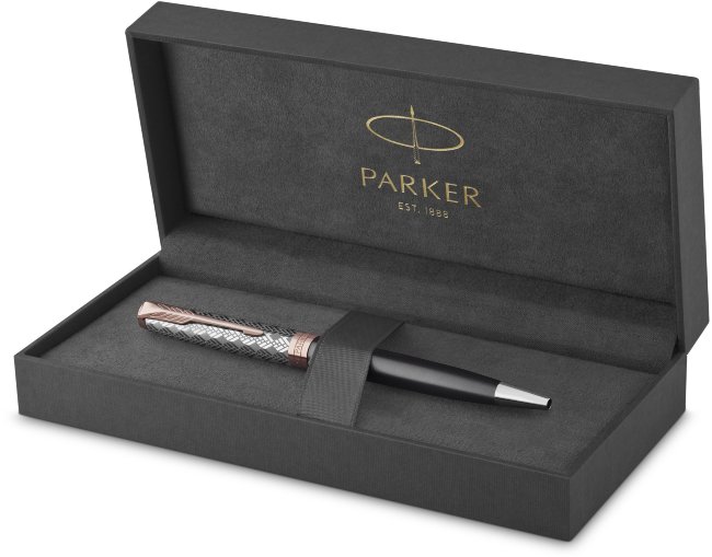 Ручка шариковая Parker Sonnet Premium K537 Metal Grey PGT M черные чернила