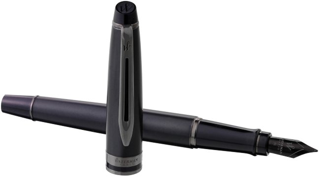 Ручка перьевая Waterman Expert DeLuxe Metallic Black RT F перо сталь Ручка перьевая Waterman Expert DeLuxe Metallic Black RT F перо сталь