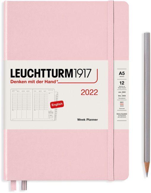 Еженедельник Leuchtturm Weekly Planner А5 2022г, 72л, твердая обложка, розовый, Eng