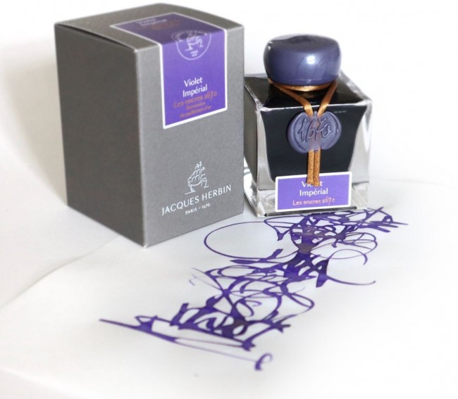Чернила в банке Herbin Prestige 1670, 50 мл, Imperial Violet Фиолетовый с золотыми блестками