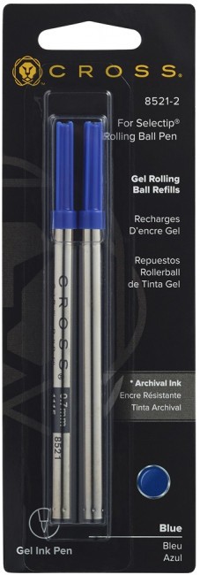 Стержень Cross для ручки-роллера стандартный, средний, синий, 2 шт. / блистер