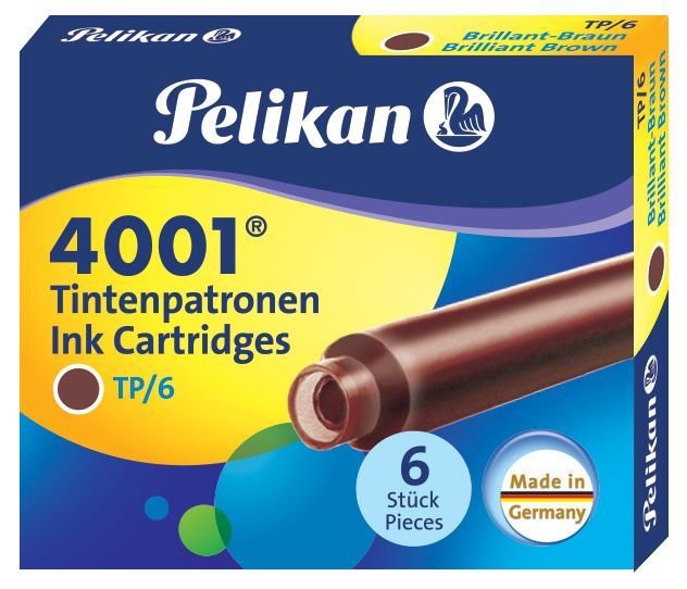 Картриджи с чернилами Pelikan INK 4001 TP/6 Brilliant Brown, коричневый, 6 шт