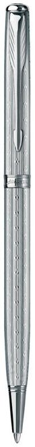 Шариковая ручка Parker Sonnet Chiselled Slim K432, Silvery CT